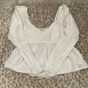 Altar'd State White Long Sleeve Babydoll Blouse